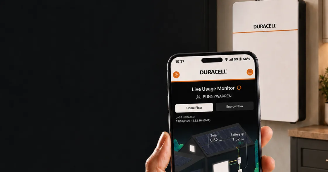 Duracell Energy battery monitoring system on a phone